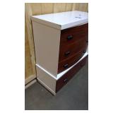 Harmony House Two Toned white and wood refurbished vintage chest of drawer