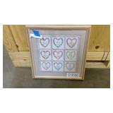 Rustic framed and matted 17"x17" Love and heart painting
