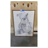 25"x19" hand stenciled framed bear