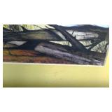 Bamboo style framed and matted Wood Duck painting 14"x20"