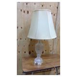 Vintage etched crystal table lamp with cream shade