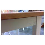 Light wood and white kitchen table with 3 solid wood chairs