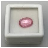 4.00 Lab Created Ct Oval cut Pink Kunzite Stone In Protective Case