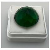 21.75 Lab Created Green Topaz Round Cut Loose Gemstone In Protective Case