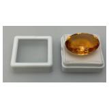28.10 Lab Created Orange Topaz Oval Cut Loose Gemstone In Protective Case