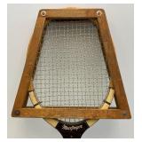 Vintage Wooden MacGregor Commander Tennis Racket With Wooden Holder