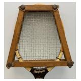 Vintage Wooden MacGregor Commander Tennis Racket With Wooden Holder