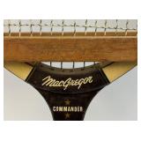 Vintage Wooden MacGregor Commander Tennis Racket With Wooden Holder