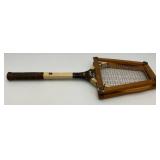Vintage Wooden MacGregor Commander Tennis Racket With Wooden Holder