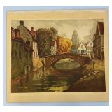 Very Old Lucien Dasselborne Signed Color Etching With Press Marks In Paper 19 1/4" x 21 1/2"