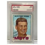 PSA EX 5 Graded 1967 TOPPS Ralph Terry Mets Facsimile Autographed Card