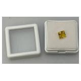 GDL Gemstone And Diamond Identification Laboratory Natural Yellow Sapphire 1.75CT Princess Cut Gemstone With Card