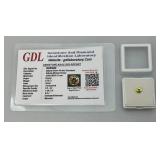 GDL Gemstone And Diamond Identification Laboratory Natural Green Peridot .75CT Gemstone Round With Card