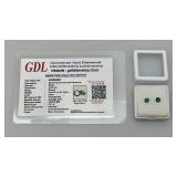 GDL Gemstone And Diamond Identification Laboratory Natural Green Emerald Round 4.00 MM Gemstone With Card