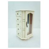 Rotating Jewelry Box with Drawers and Doors for Hanging Necklaces