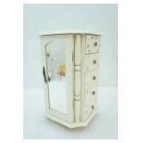 Rotating Jewelry Box with Drawers and Doors for Hanging Necklaces