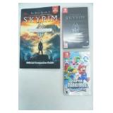 Nintendo Switch Super Mario Bros. Wonder game & The Elder Scrolls V:Skyrim with the Official Companion Guide Book