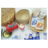 Sewing Supplies Lot: New Glue Tape and Refills, baskets, safety pins, Velcro, lace edging