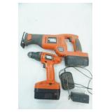 Black N Decker Saw all , Drill ,2 18v Batteries, charger
