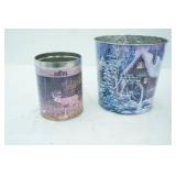 Winter Scene Tin/Wastebasket, tin with hardware