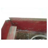 Vintage Metal Tool Box and Contents (back hinge needs to be repaired)