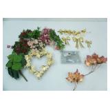 Vintage Metal Leaf Wall Decor, Artificial Flowers