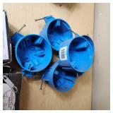 Lot of Electrical Supplies Including Porcelain Pull Chain Lampholders, GE Wall Switch Outlet, and Electrical Boxes