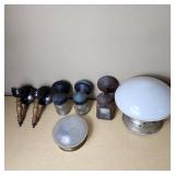 Lot of Lighting Fixtures and Accessories including Glass Globes and Metal Bases