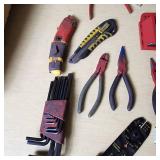 Assorted Hand Tools including Pliers, Wire Strippers, and Hex Keys