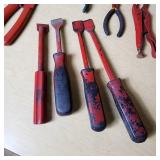 Lot of Hand Tools including Hammers, Pliers, Wire Brushes, and Chisels