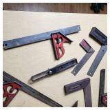 Lot of Combination Squares and Tools including Stanley and Empire