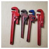Lot of 4 Pipe Wrenches Including RIDGID and Drop Forged