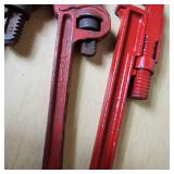 Lot of 4 Pipe Wrenches Including RIDGID and Drop Forged