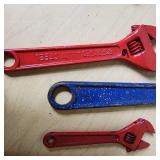 Lot of Assorted Hand Tools Including Adjustable Wrenches, Nippers, Socket Holders, and Pliers