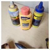 Stanley and Irwin Chalk Line Tools, Levels, and Chalk Bottles