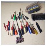 Assorted Hand Tools including Screwdrivers, Brushes