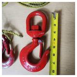 Red Hooks and Rope Bundle including Crosby Hook, High Test 5/16 Hook, and Rope
