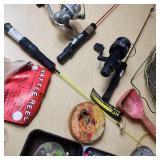 Fishing Gear including Rattle Reel, Fishing Rods, and Accessories