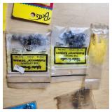 Lot of Fishing Tackle and Accessories including Mister Twister Lures, Water Gremlin Sinkers, and Hooks