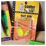 Lot of Fishing Tackle and Accessories including Mister Twister Lures, Water Gremlin Sinkers, and Hooks