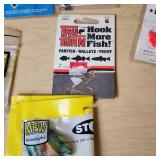 Lot of Fishing Tackle and Accessories including Mister Twister Lures, Water Gremlin Sinkers, and Hooks