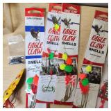 Eagle Claw Fishing Gear including 2-Way Spinners, Rubbercore Sinkers, and Assorted Lures