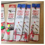 Eagle Claw Fishing Gear including 2-Way Spinners, Rubbercore Sinkers, and Assorted Lures