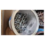 Lot of Mixed Hardware Items including Screws, Bolts, and Fasteners