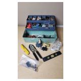 Tool Box with Assorted Electrical Tools and Hardware