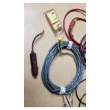 Mixed Electrical Components and Accessories including Various Cables, Connectors, and Switches