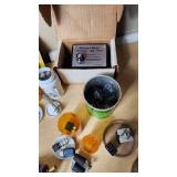 Assorted Automotive Parts with Edelbrock Pump and Accessories including PressureRiser Model and Prestone Flush 