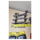 Lot of Hardware Items including Keyed T-Handle Lock, Hook & Plate Latch, and Metal Brackets