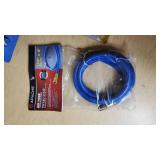 Various Brands Plumbing and Air Tool Accessories including Drill Master Drill Water Pumps, Merlin Pressure Gauge, and Apache Air Hose Lot