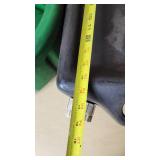 Green oil drain pan and black oil storage container